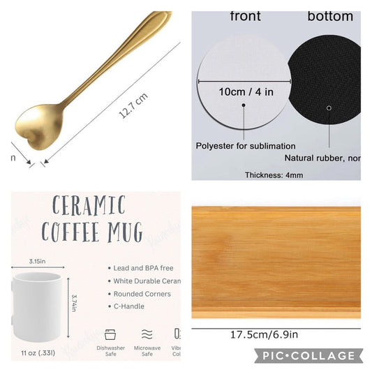 Ready to Gift Tea/Coffee Lover Box: Comes with a Ceramic mug, Neoprene coaster, One Spoon