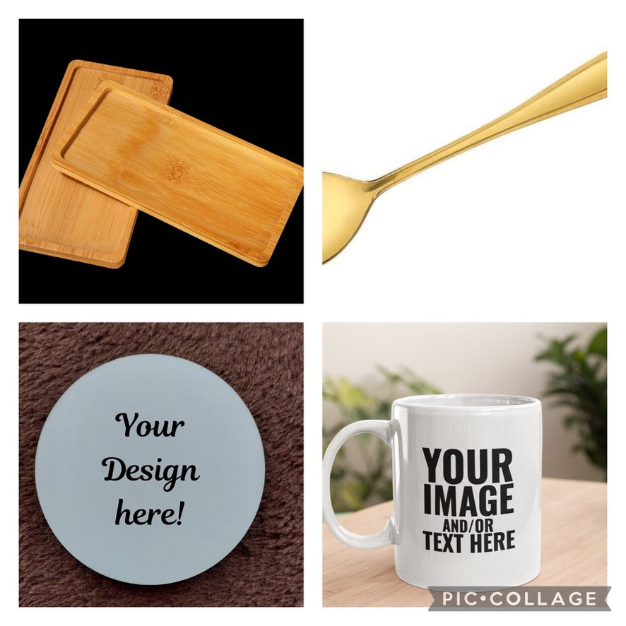 Ready to Gift Tea/Coffee Lover Box: Comes with a Ceramic mug, Neoprene coaster, One Spoon