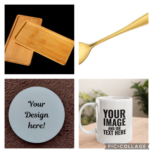 Ready to Gift Tea/Coffee Lover Box: Comes with a Ceramic mug, Neoprene coaster, One Spoon