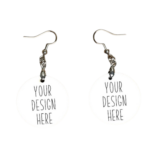 nkhandcraftedgifts customizable round MDF dangle earrings with metal hooks, perfect for personalized photo designs.
