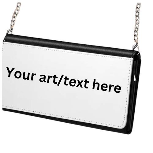 nkhandcraftedgifts custom faux leather wallet and clutch with a detachable silver-tone chain for personalized designs