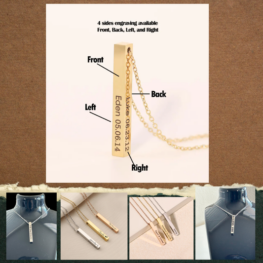 3D Vertical Bar Necklace