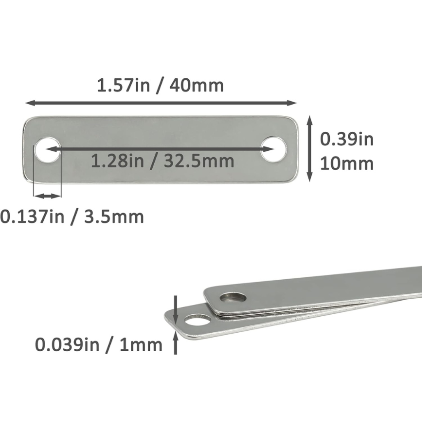 Engraved metal tags (1.57x0.39)