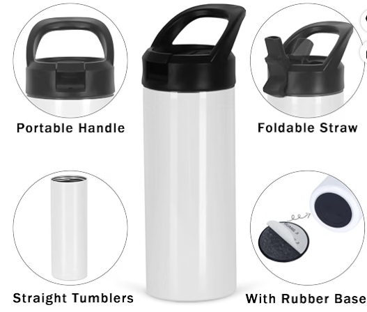 SS Insulated water bottle With Straw