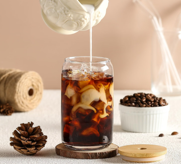 Personalized Libbey Glass Cup with Lid and a Straw