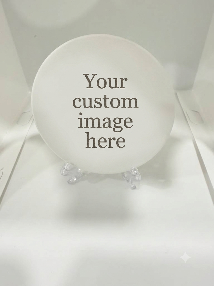 Custom printed round ceramic coaster — add your own photo, name, or design