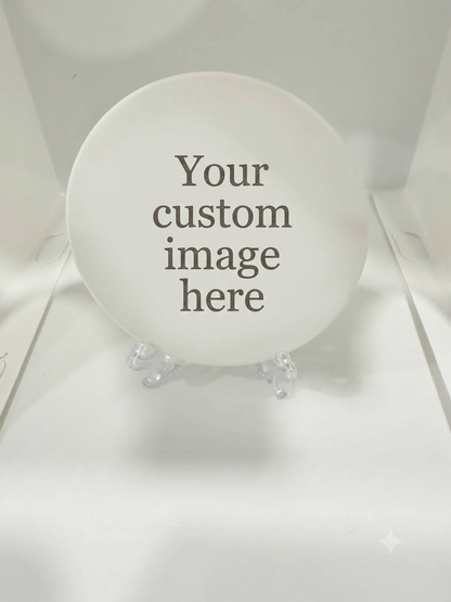 Custom printed round ceramic coaster — add your own photo, name, or design